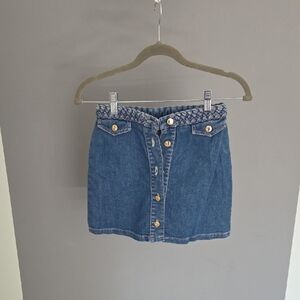 Chloe Blue Denim Skirt with Braided Waistband
